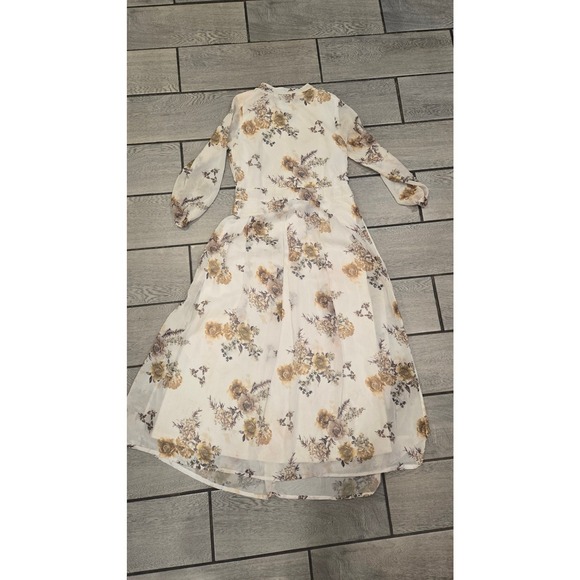 Marchesa Floral Print Sheer Chiffon Midi Dress Size 14 - Picture 7 of 8